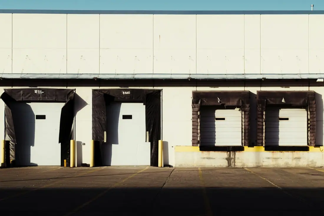 Modern distribution warehouse with dock doors