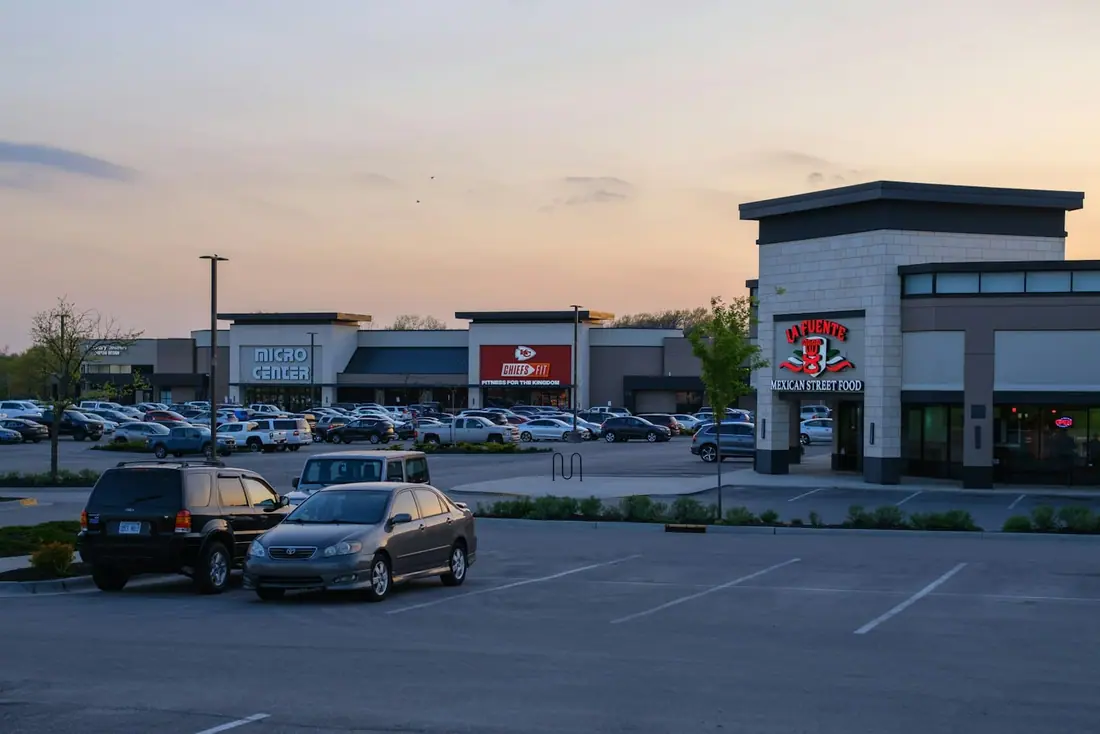 Neighborhood shopping center storefronts